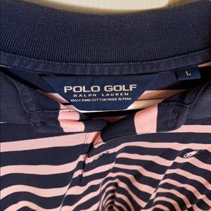 Navy/Pink Striped Golf Shirt
